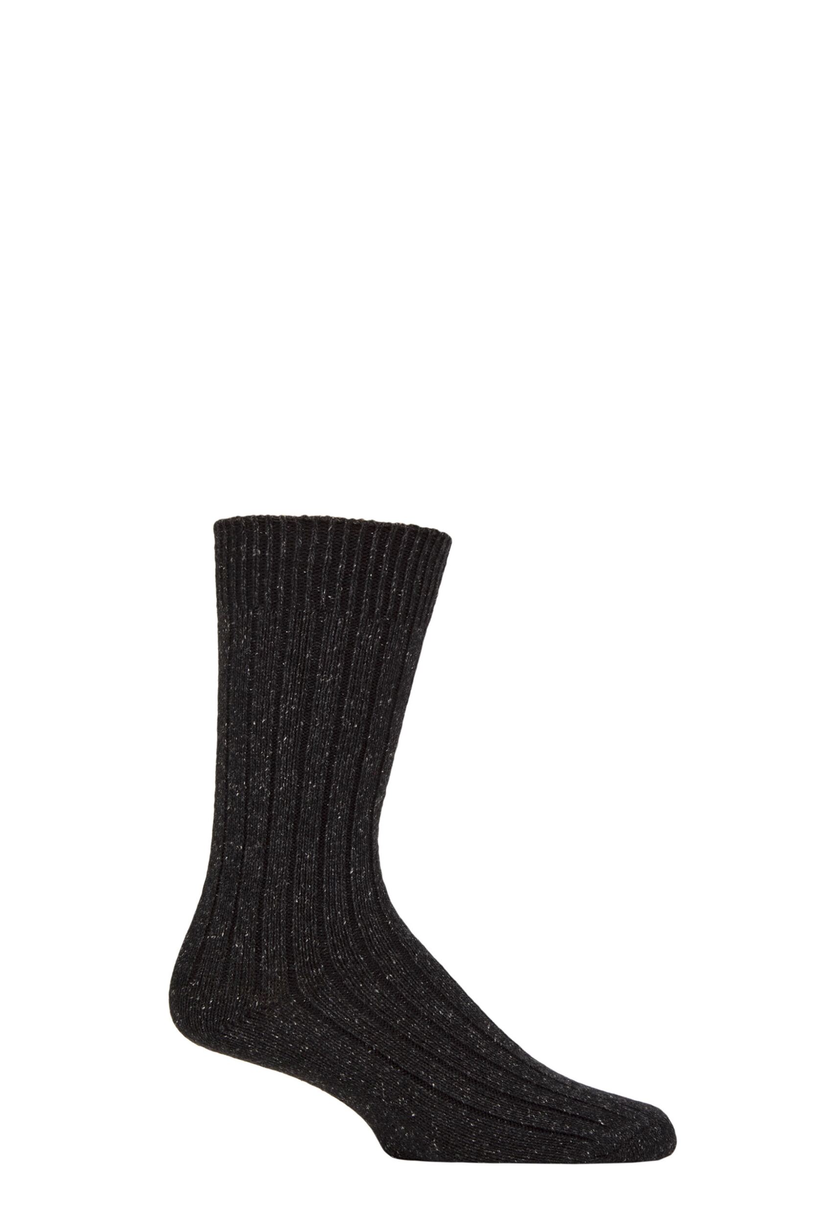 Mens 1 Pair Glenmuir Silk and Merino Wool Blend Socks Black 7-11