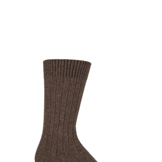 Mens 1 Pair Glenmuir Silk and Merino Wool Blend Socks Brown 7-11