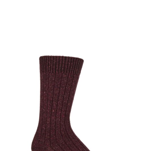 Mens 1 Pair Glenmuir Silk and Merino Wool Blend Socks Burgundy 7-11