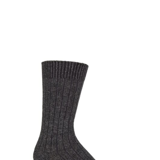 Mens 1 Pair Glenmuir Silk and Merino Wool Blend Socks Charcoal 7-11