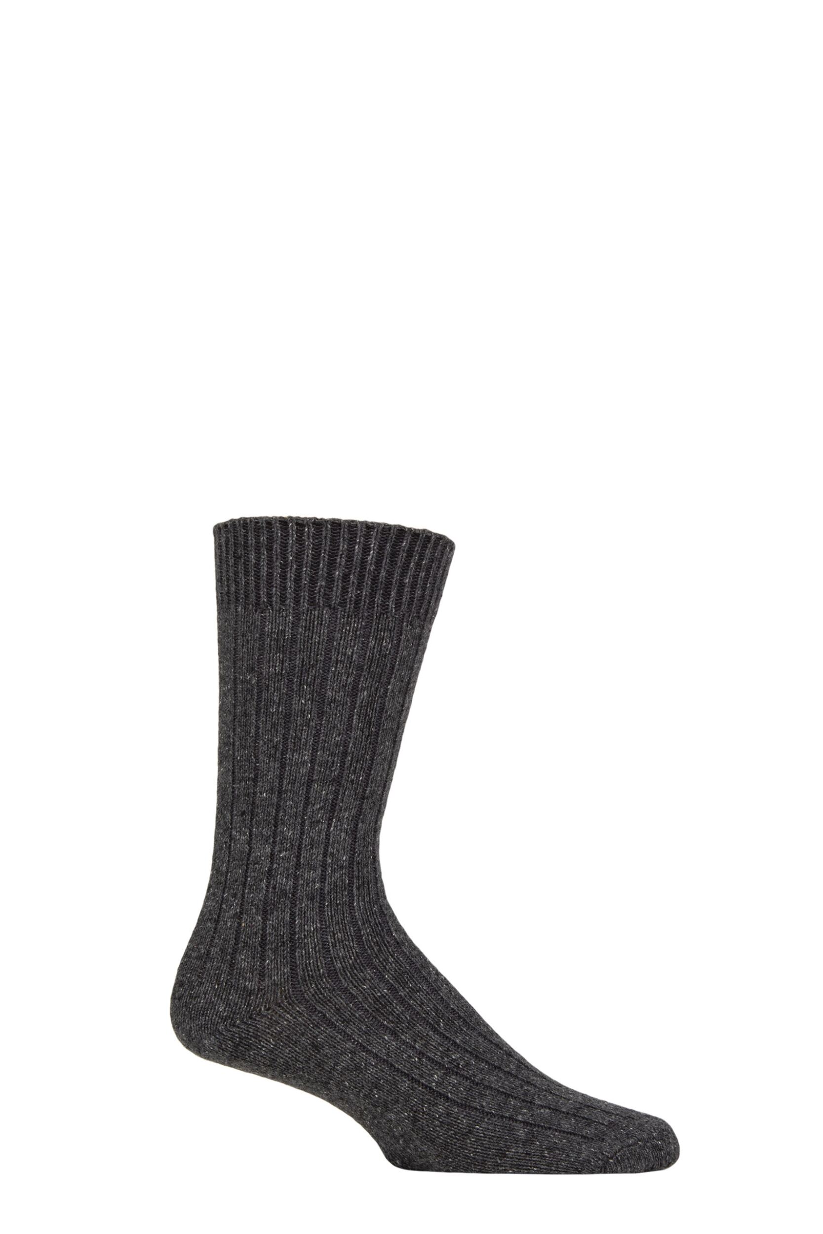 Mens 1 Pair Glenmuir Silk and Merino Wool Blend Socks Charcoal 7-11