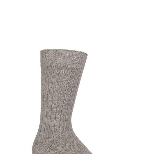 Mens 1 Pair Glenmuir Silk and Merino Wool Blend Socks Light Grey 7-11