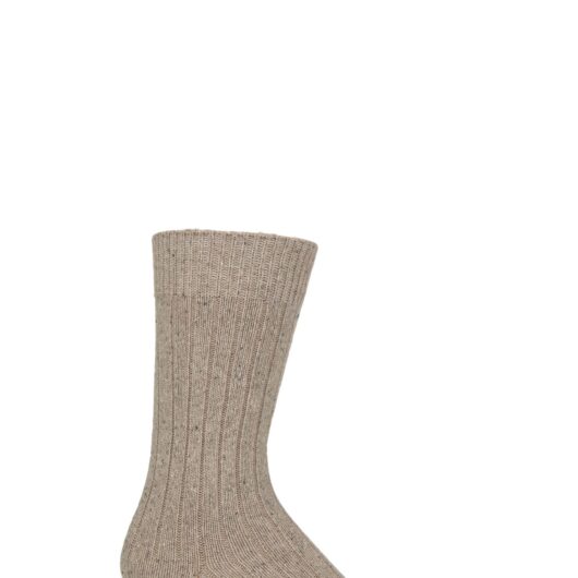 Mens 1 Pair Glenmuir Silk and Merino Wool Blend Socks Stone 7-11