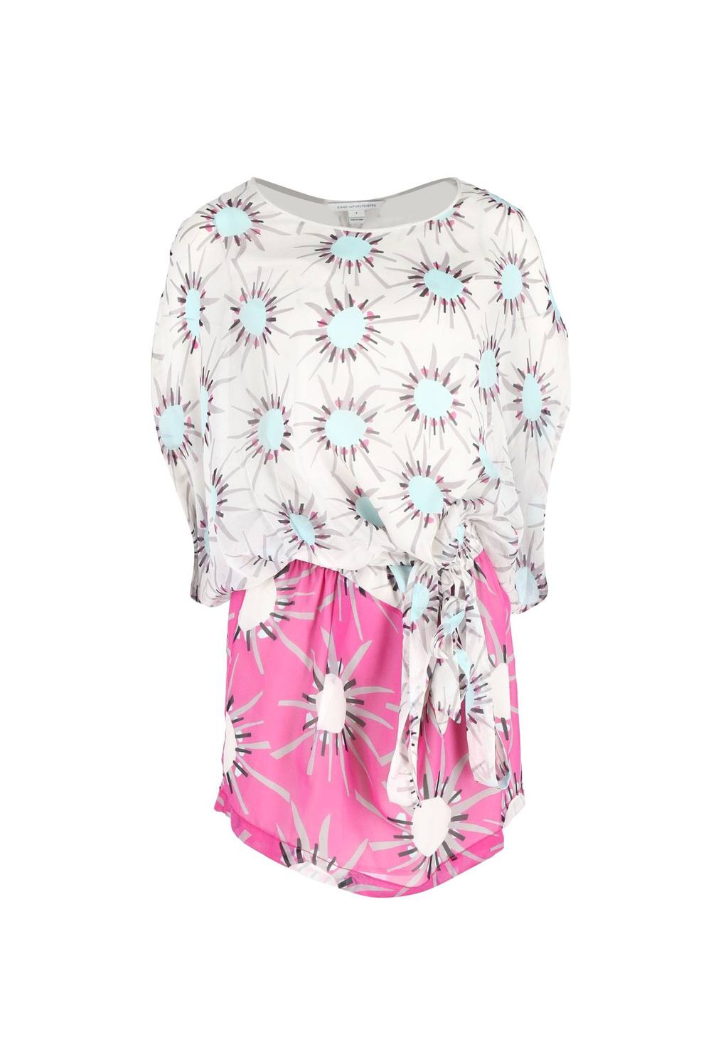 Diane Von Furstenberg Women's Preloved Robyn Printed Layered Dress in Multicolor Silk | Size: 36